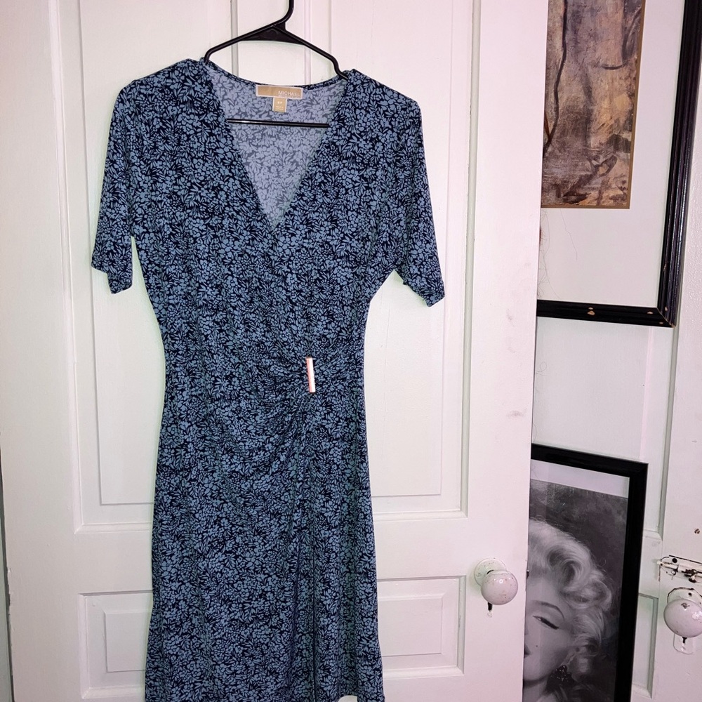Michael Kors Navy Floral Midi Dress